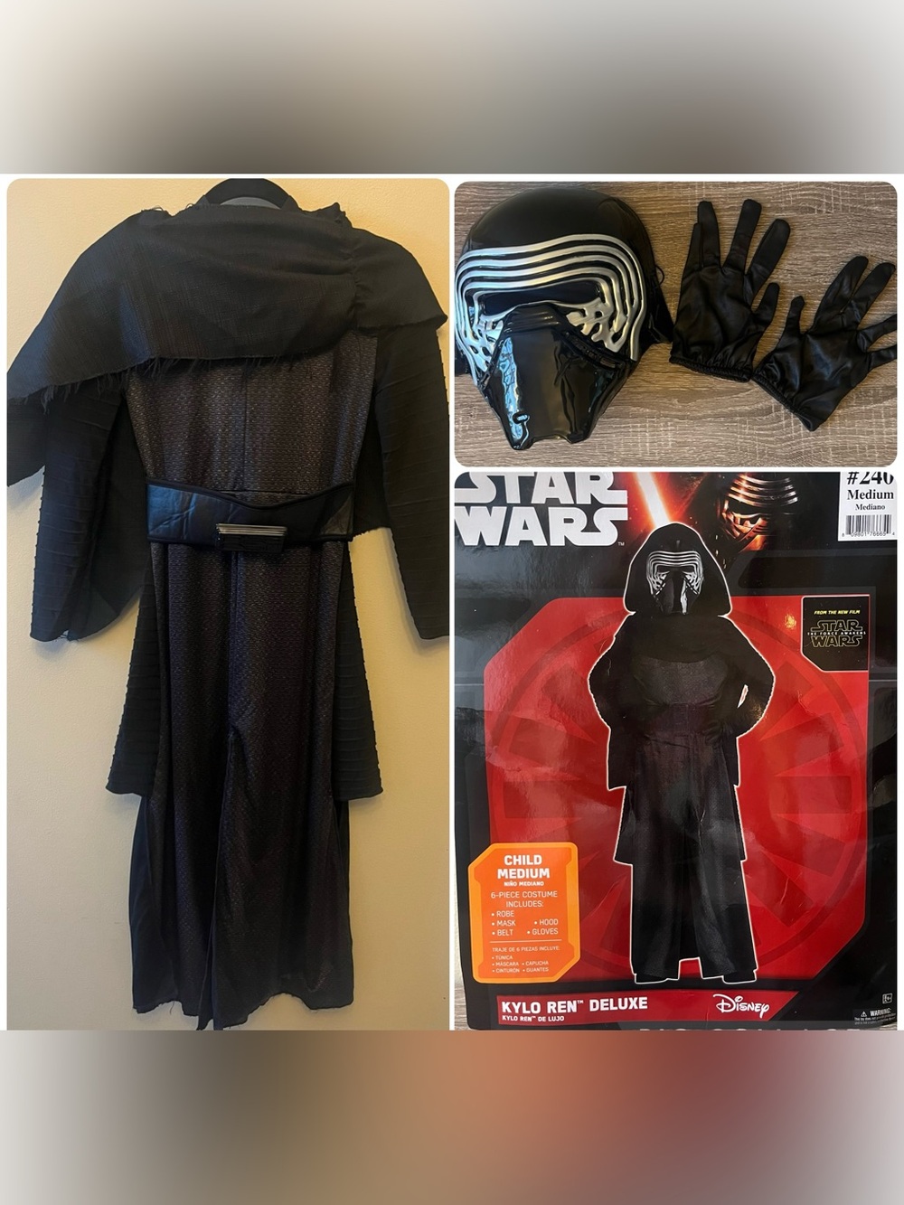 Kylo Ren Deluxe Costume Child Medium 8-10 Star Wars Robe Mask Belt Hood Gloves